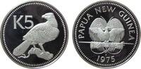 Papua Neu Guinea 5 Kina Ag Adler, minimal fleckig -