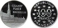 Frankreich 100 Francs / 15 Euro Ag Großer Markt in Brüssel, ohne Etui, mit Zertifikat -