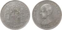 5 Pesetas 1890 Spanien Ag Alfonso XIII, MP-M, kleine Randstöße ss