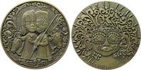 Weihnachten Medaille Bronze Heilige Maria und Josef neben Esel und Kuh, / florales Gesicht (das Jesuskind), Natal, Weihnachten, v. Vasco Berardo, ca. -