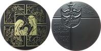 Weihnachten Medaille Bronze Heilige Maria und Josef mit dem Jesuskind und div. rel. Darstellungen, / Schrift mit Friedenstaube und PAX, Natal, Weihna -