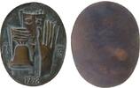 Neujahr Medaille Bronze VOX DIE - die Stimme des Herrn - Jahresplakette der Fa. Sinn / Rincker, sprechende männliche Büste (Gott..?) mit Aufmerks -