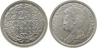 Niederlande 25 Cent 1919 Ag Wilhelmina I, Schulman 869 fast vz 22,50 EUR  zzgl. 4,20 EUR Versand
