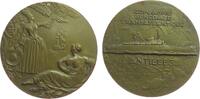 Frankreich Medaille Bronze Compagnie Générale Transatlantique - auf das Passagierschiff Antilles, karibische Uferszene mit Segelschiff / Passagierda -