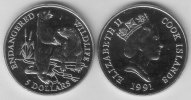 Cook Inseln 5 Dollar 1991 KN Fischotter - Schön 171 vz-unc
