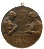 Religion tragbare Medaille Bronze auf die 72. Gustav Adolf Tagung, Mann mit Krug und Priester mit Buch, oben ein Kreuz, v. W. Gösser, einseitig, 60 MM, Sch -