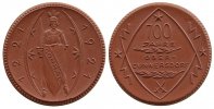 Porzellan Medaille Böttger Steinzeug Obercunnersdorf 700 Jahre, 42,7 MM -