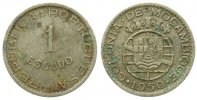 Mosambik 1 Escudo NiBr Schön 17, schmutzig, verfärbt -