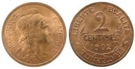 Frankreich 2 Centimes Br Daniel-Dupuis, etwas fleckig -