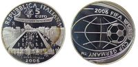 Italien 5 Euro Ag Historisches Fußballspiel, Fußballweltmeisterschaft in Deutschland 2006, FIFA, etwas angelaufen -