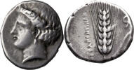 AR Nomos ca. 400-340 BC Ancient Greek Lucania, Metapontum. AR Nomos 