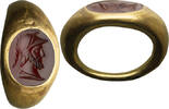 Roman Roman Gold Ring with Carnelian Intaglio  ca. 4th Century AD 