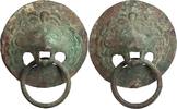 Roman Roman Large Matched Pair of Bronze Lion Chest Handles -