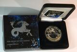 Fidschi-inseln Fiji 10 Dollars Silber mit Onix 2013 GN1628 - Steinbock Capricornus Sternbild Sternzeichen - mit Onyxsteinen Polierte Platte in Original Box mit Zertifikat
