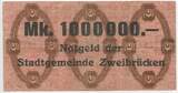 Deutsches Reich Weimar Bayern 1 Millionen Mark Notgeld 7. August 1923 GB121 - Stadtgemeinde Zweibrücken Notgeldschein Gebrauchte Erhaltung
