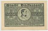Deutsches Reich Weimar Hunderttausend Mark (100.000) Banknote Inflation 1923 GB686 - Stadt Düsseldorf - Notgeld Paper Money Germany Gebrauchte Erhaltung