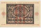 Deutsches Reich Weimar 10 Millionen Mark Gutschein Banknote Inflation 1923 GB175 - Landesbank der Rheinprovinz Düsseldorf - Notgeld - Paper Money Germany Fast Bankfrische Erhaltung
