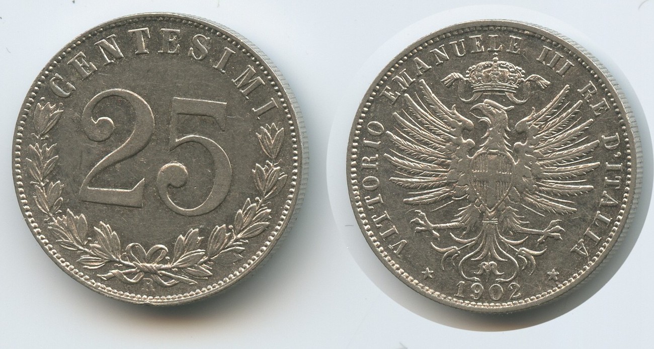 Italien 25 Centesimi 1902 R M 5341 Vittorio Emanuele III 1900 1946