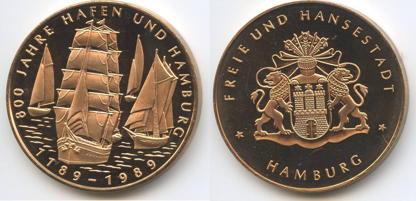 Deutschland Hamburg Medaille 1989 GY900 - 800 Jahre Hafen 1189-1989 ...