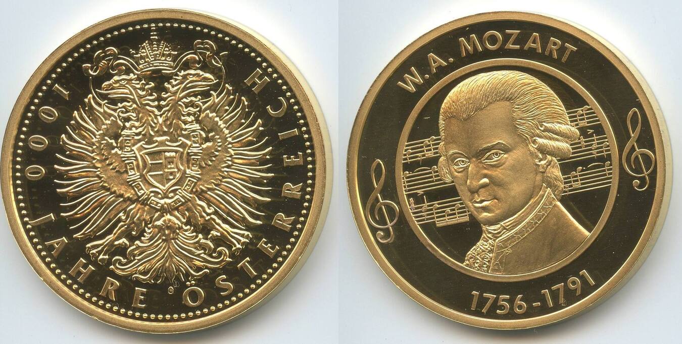 Medaille nd GY1031 - Wolfgang Amadeus Mozart 1756-1791 - 1000 Jahre Ãsterreich Unzirkuliert | MA 