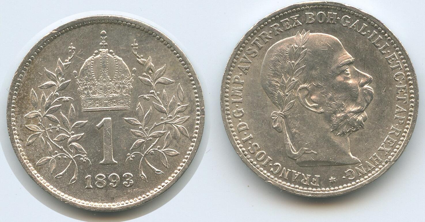  sterreich Kaiserreich 1 Corona Krone 1893 Wien G5751 Kaiser Franz 
