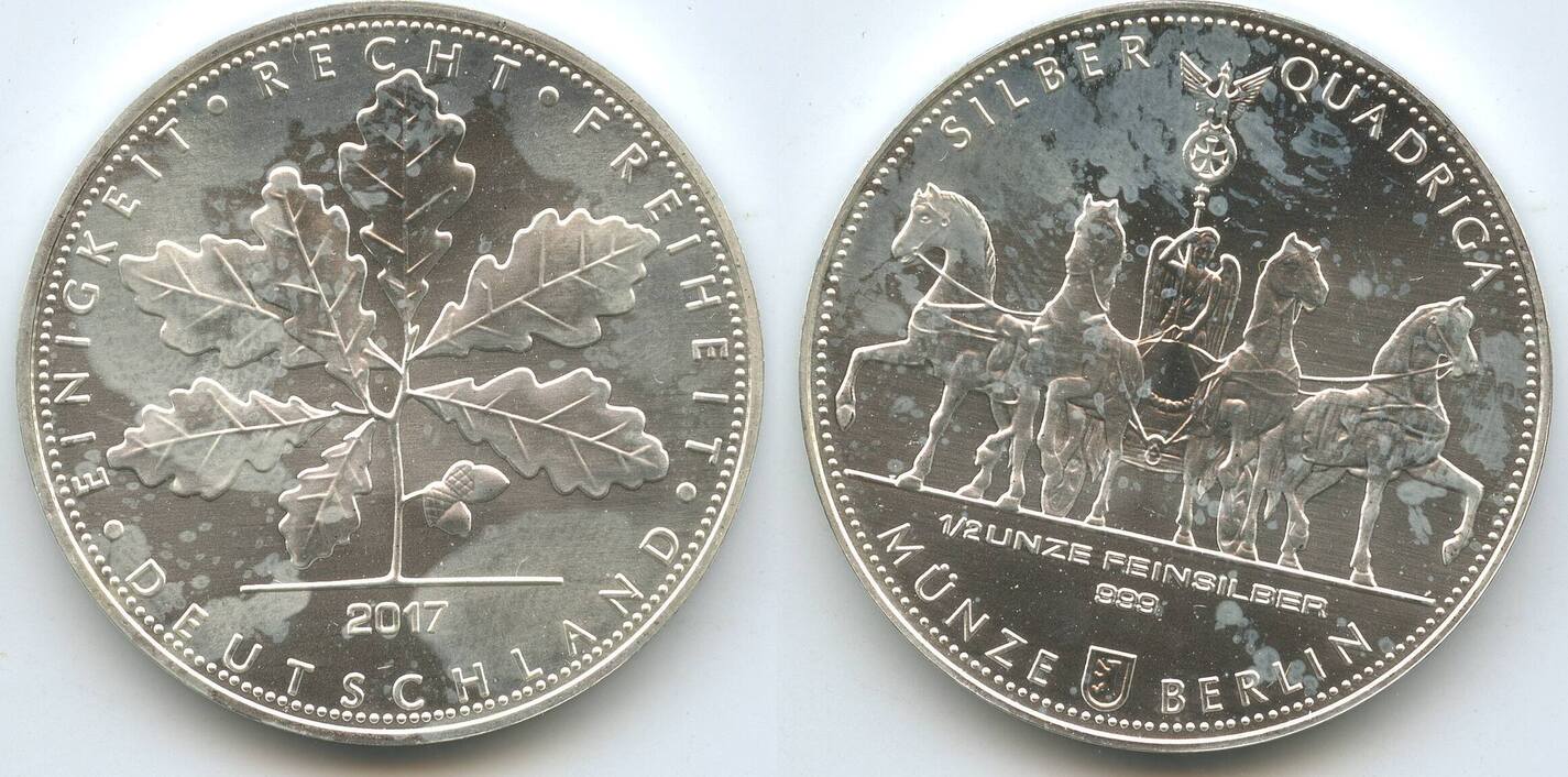 Feinsilber Edition Einigkeit Und Recht Und Freiheit Deutschland Bundesrepublik ½ Unze Feinsilber - 1/2 Oz 2017 - Münze
