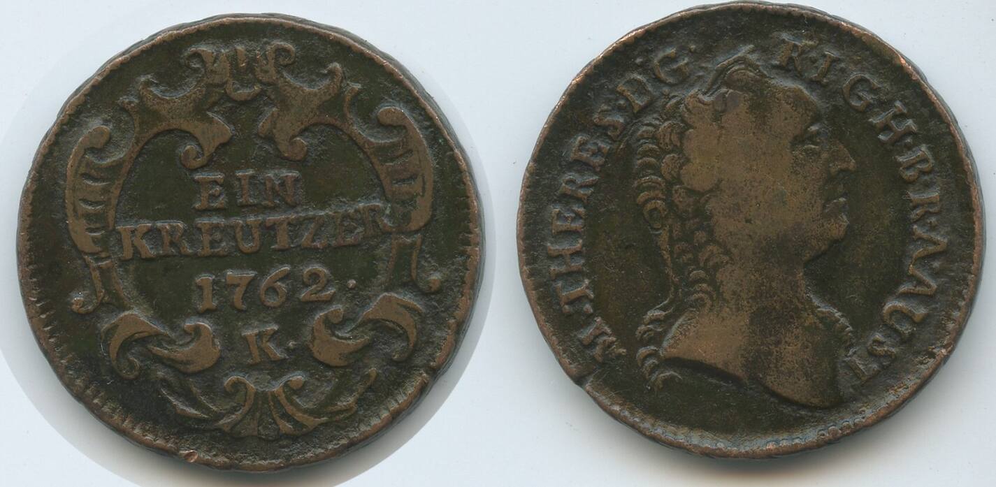 RDR sterreich Ungarn 1 Kreuzer 1762 K Kremnitz G5490 Maria Theresia 