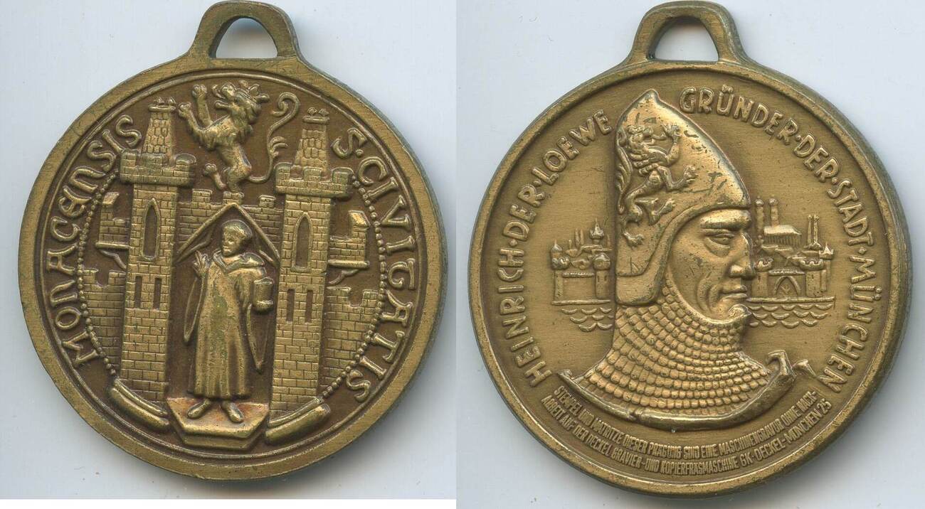Deutschland Bayern Bronzemedaille nd. G4304 Heinrich der Löwe Gründer der Stadt München