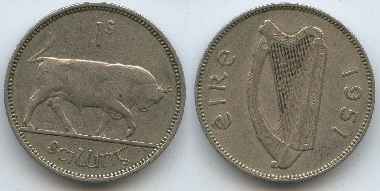 Irland 1 Shilling (1 Scilling) 1951 G6406 - Stier Ireland Éire Sehr ...