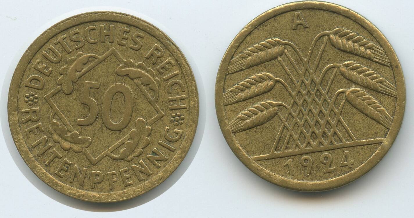 5 Rentenpfennig 1924 Deutsches Reich – Sammlermünze, Aluminium-Bronze, Sehr Schön Erhalten
