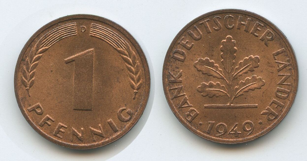 1 Pfennig 1949 J Bank Deutscher Länder www.ma-shops.de