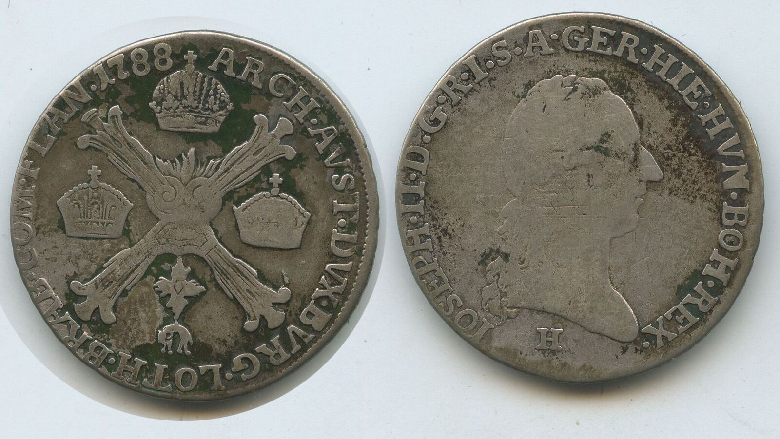 RDR Österreichische Niederlande ¼ Kronentaler Silber 1788 H Günzburg ...