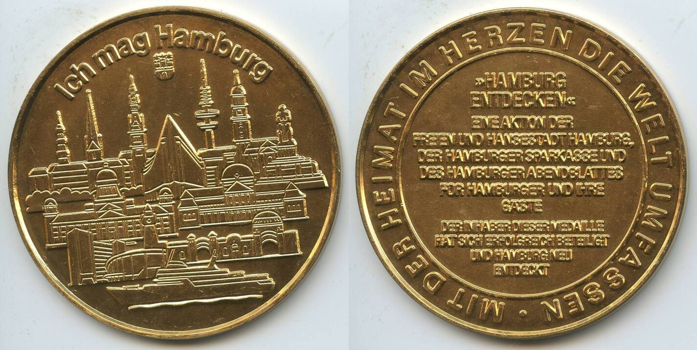 Hamburg Hansestadt Große Bronzemedaille Souvenir Medaille Nd. M#0174 ...