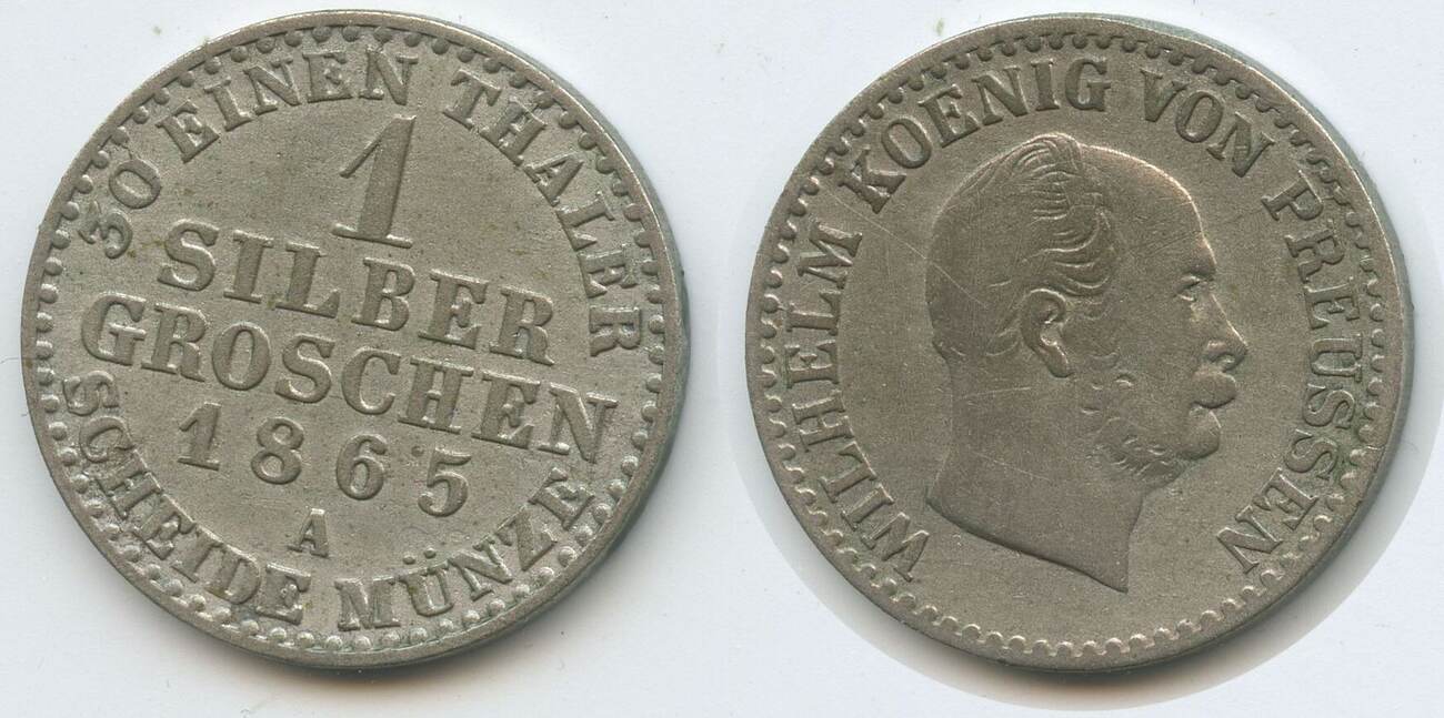 Brandenburg-Preußen 1 Silbergroschen 1865 A Berlin G14587 - Wilhelm I ...