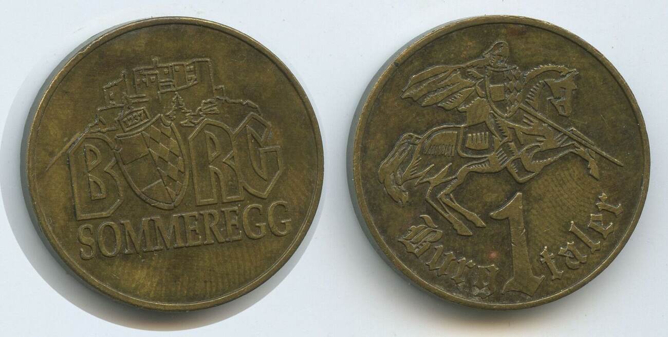 Österreich Kärnten 1 Burgtaler Wertmarke Medaille Burg Taler nd. G13375 -  Burg Sommeregg Ritter auf Pferd Vorzüglich | MA-Shops