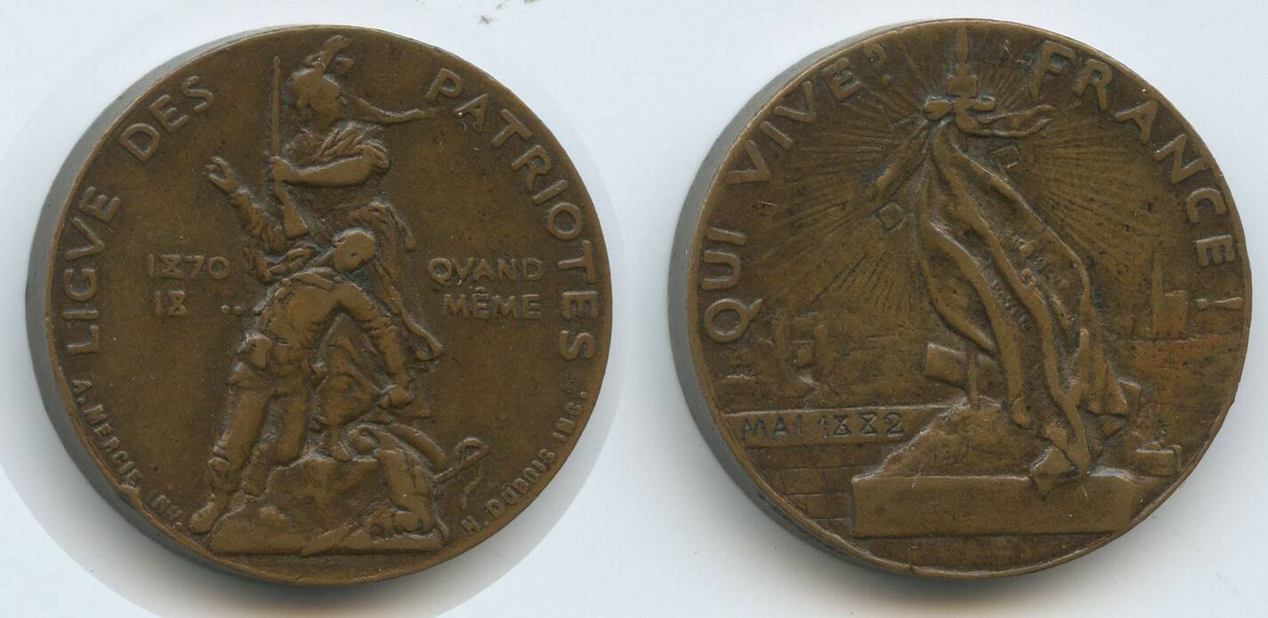 Médaille patriotique bronze Alsace par Prudhomme 1870 1914 guerre