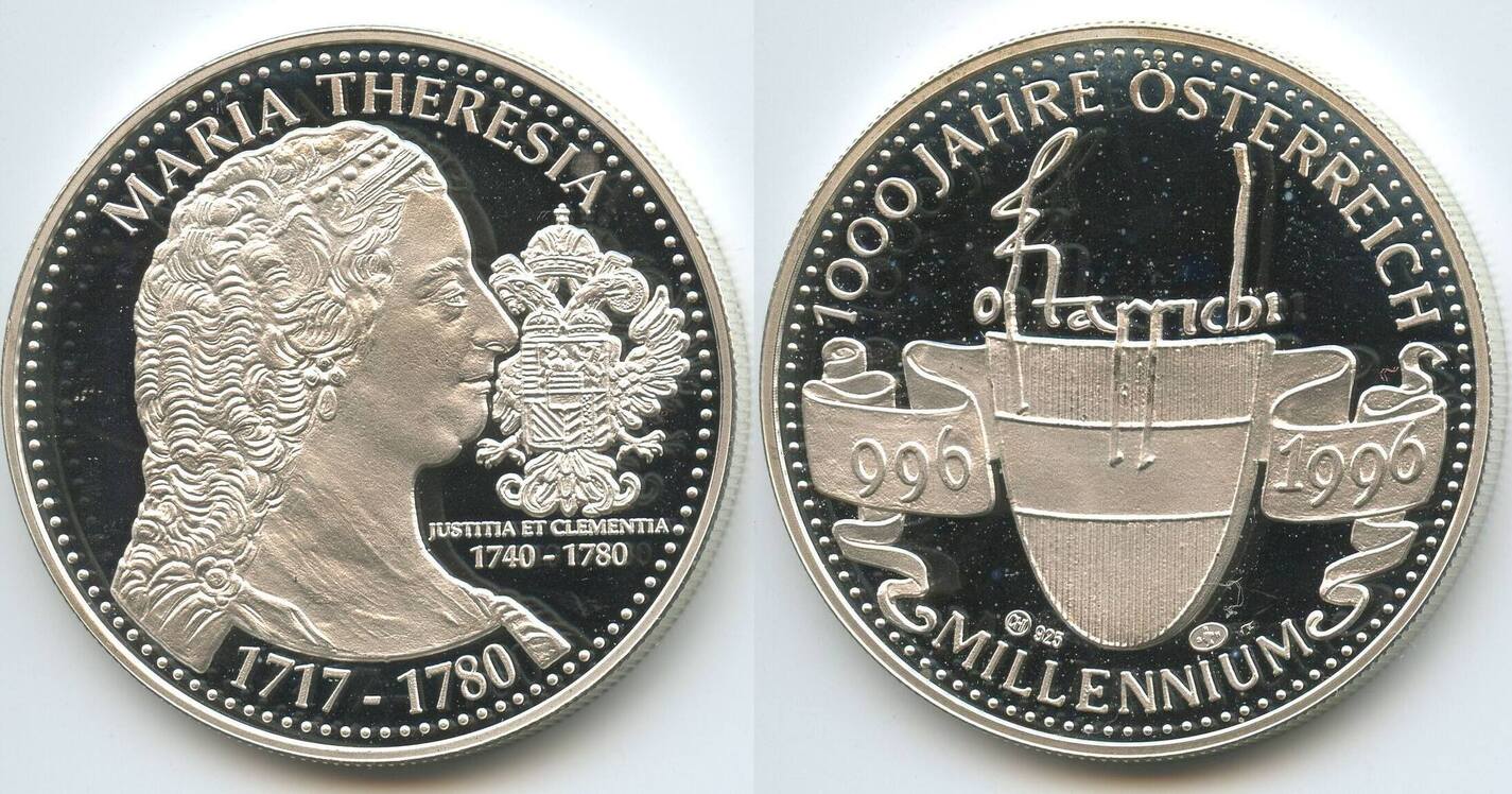 Maria Theresia Taler 1780 Wert In Euro Silbermedaille nd. 1996 GB1368 - Maria Theresia 1717-1780 - 1000 Jahre