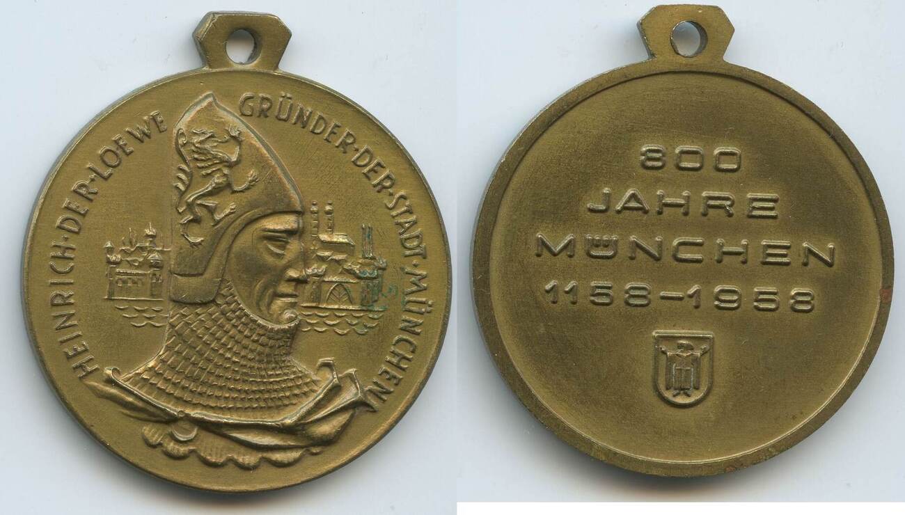 Deutschland Bayern Bronzemedaille 1958 PA470 Heinrich der Löwe 800 Jahre München 11581958