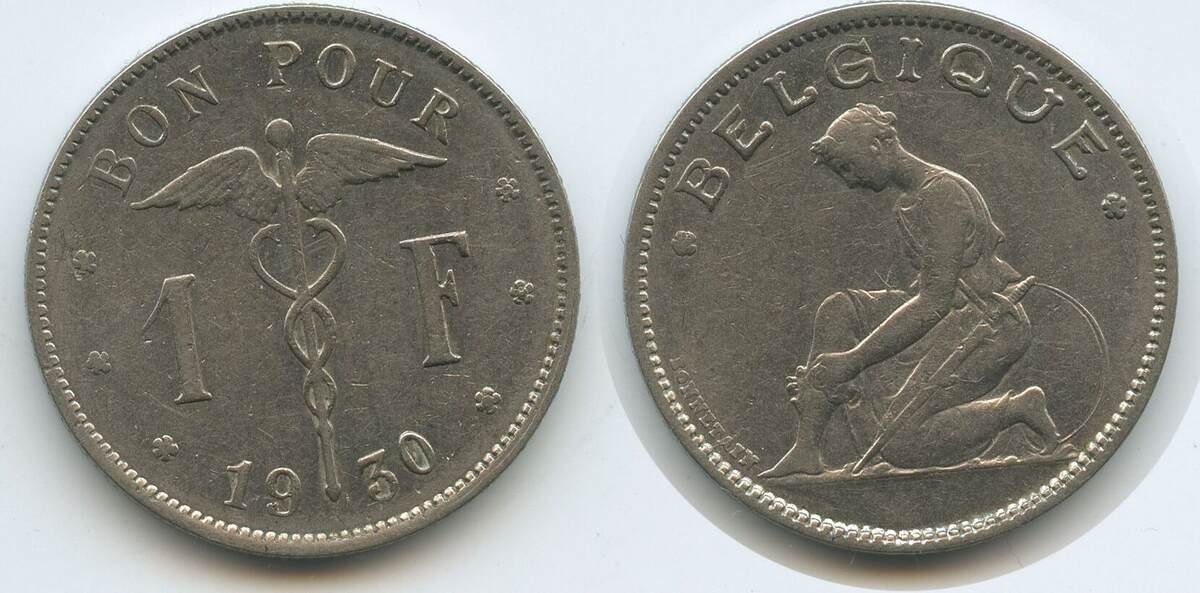Belgien Königreich 1 Franc 1930 French text G9002 Belgique Albert I