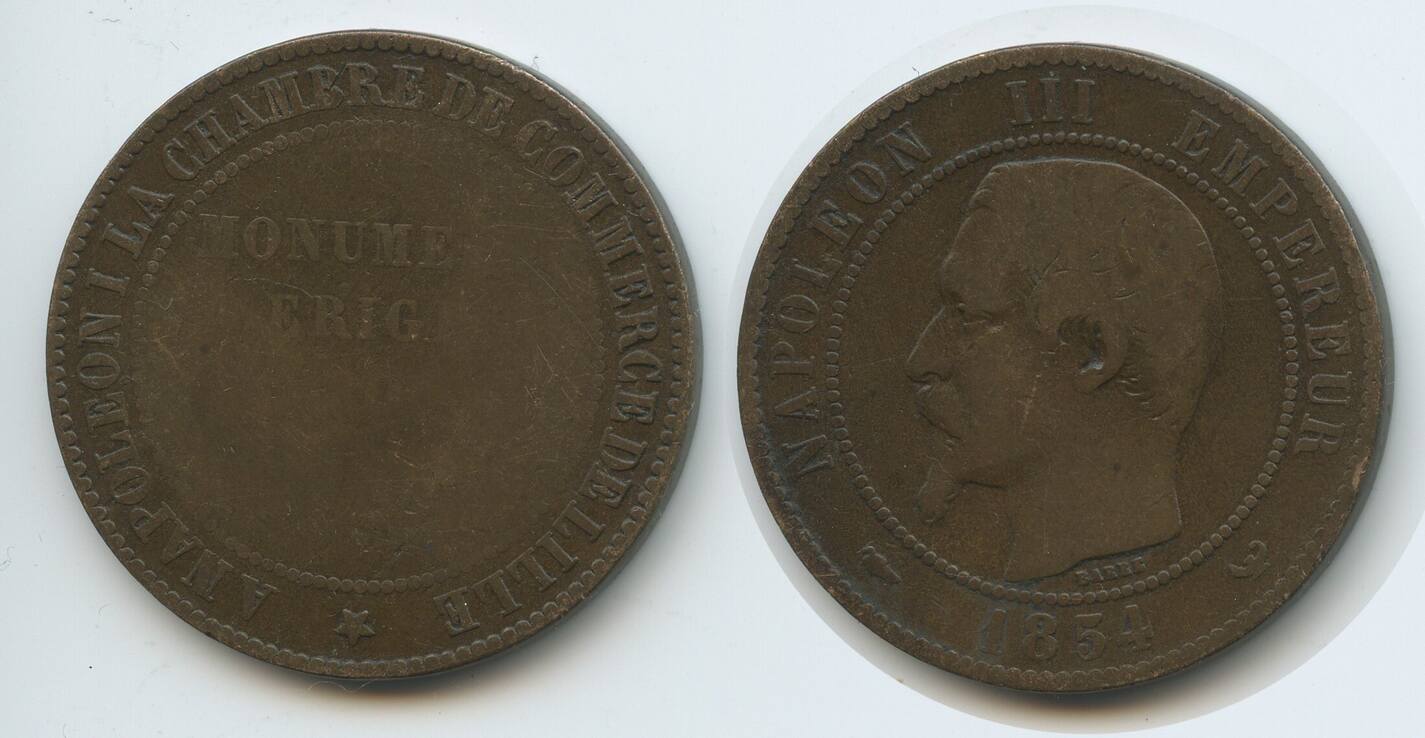 Frankreich Lille Chamber of Commerce 10 Centimes 1854 G1895 Erection