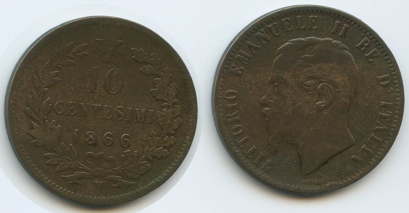 Italien Königreich 10 Centesimi 1866 N Neapel G12462 Vittorio