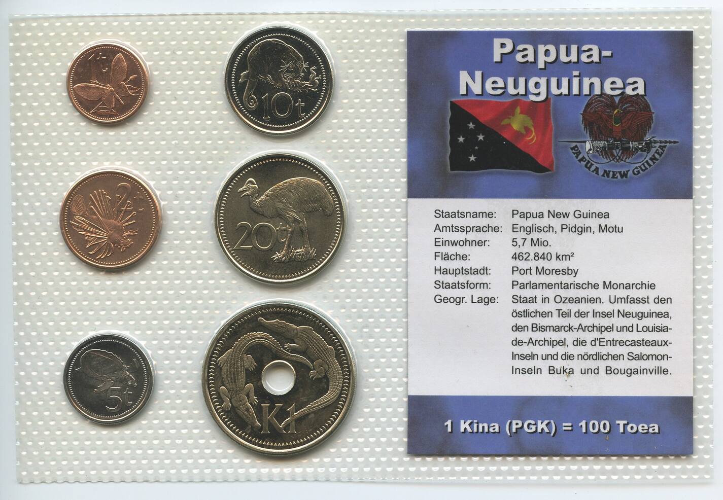 Papua Neuguinea Papua New Guinea 1 Toea - 1 Kina KMS 2004-2006 GN656d ...