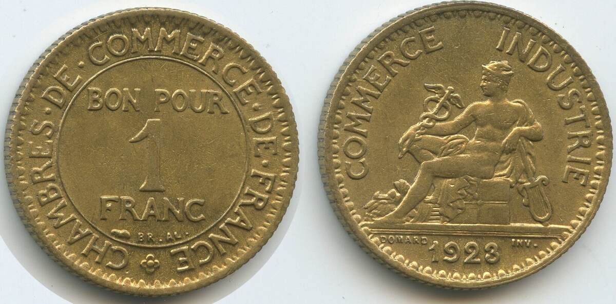 Frankreich 1 Franc Mercury 1923 G1871 - Chambres de Commerce de France ...