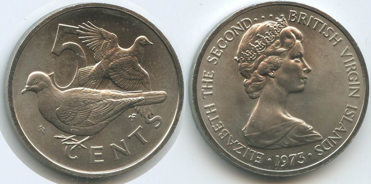 Britische Jungferninseln 5 Cents 1973 G12385 - Zenaida Doves ...