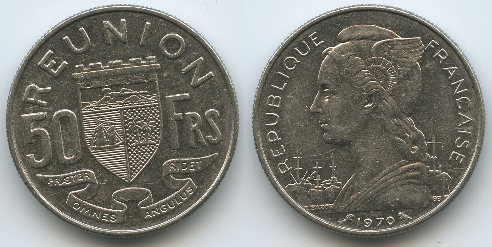 Reunion 50 Francs 1970 G11775 - RAR Ile de la Réunion Fast Vorzüglich ...