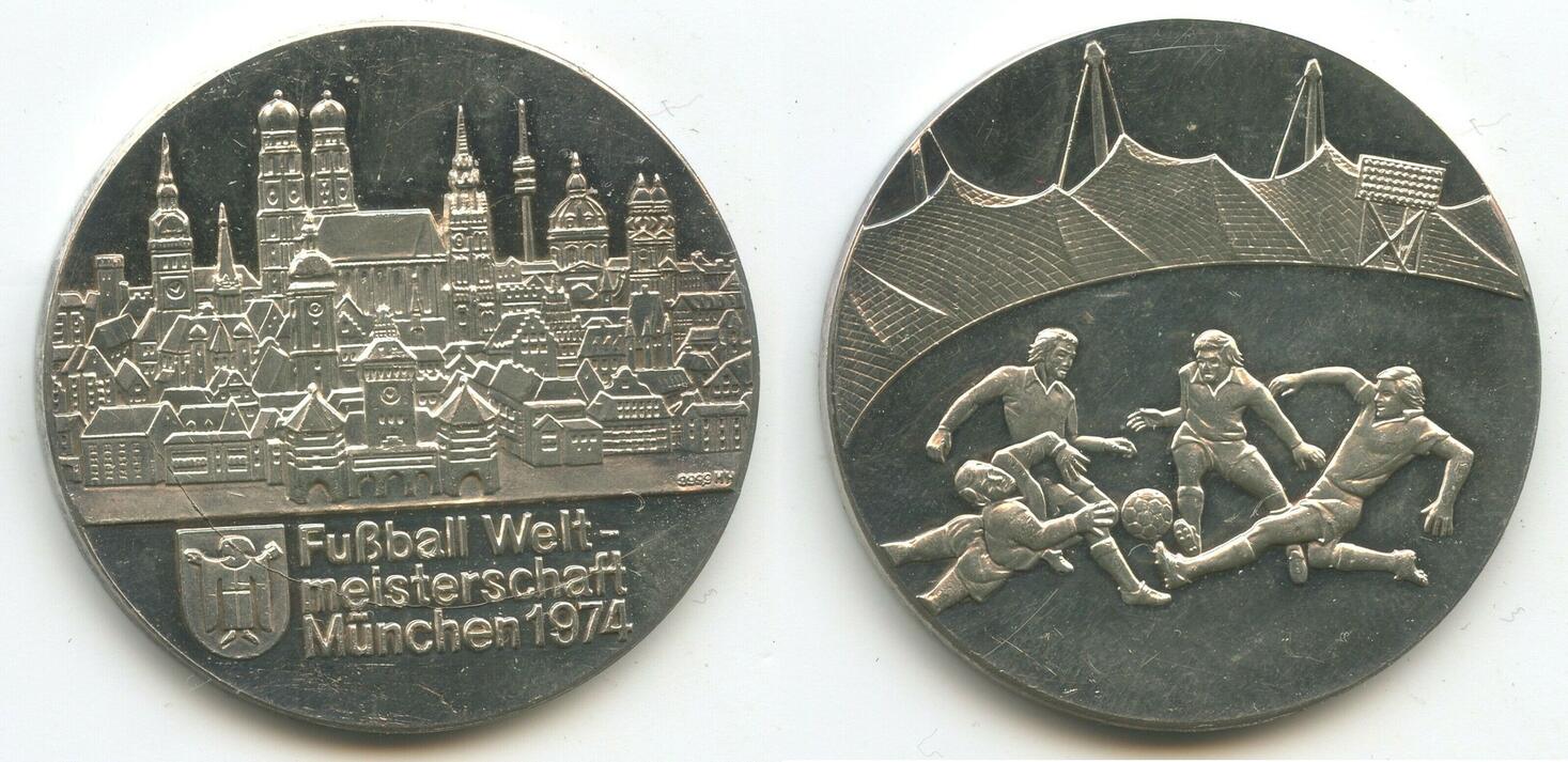 Médaille Coupe Du Monde FIFA 1974 Allemagne - Argent 999/1000 - 69,8g - Qualité Belle Épreuve