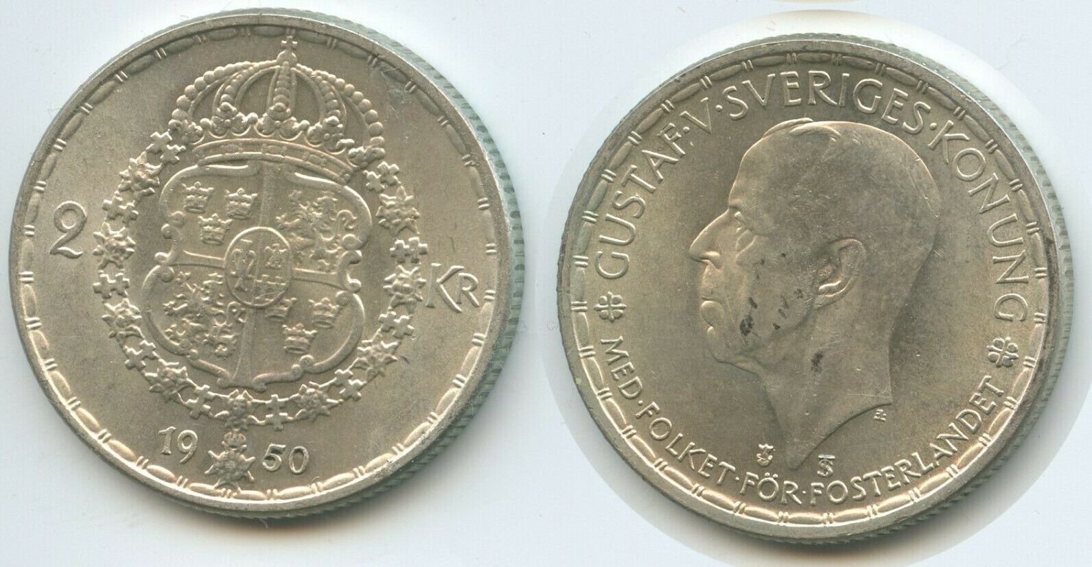 Schweden 2 Kronor 1950 TS H0046 - Gustaf V. 1907-1950 Sweden Vorzüglich ...