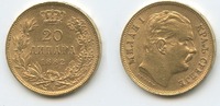 Serbien 20 Dinara M#3383 Milan Obrenovich IV.1868-1889 Republika Srbija