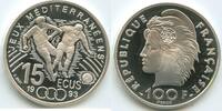 15 Ecu G0482 - Frankreich (100 Francs) KM#1030 Mediterranean Games Soccer -