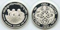 100 Ngultrums GS884 - Bhutan KM#58 Silver Decade for Women Scarce -